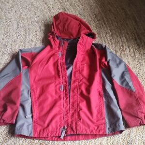 Eddie Bauer Kids' Red and Gray Hooded Raincoat